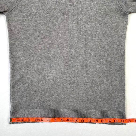 Pink Clover Size L Carson Crewneck Sweater Gray Cuffed Long Sleeves Buttons - Picture 8 of 13